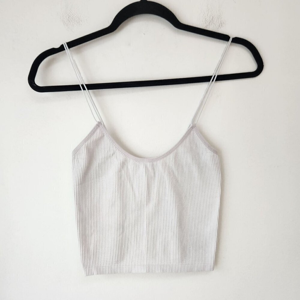 Zara White Ribbed Crop Top Shirt Cami Brami Wardrobe Basic Women's XS/S